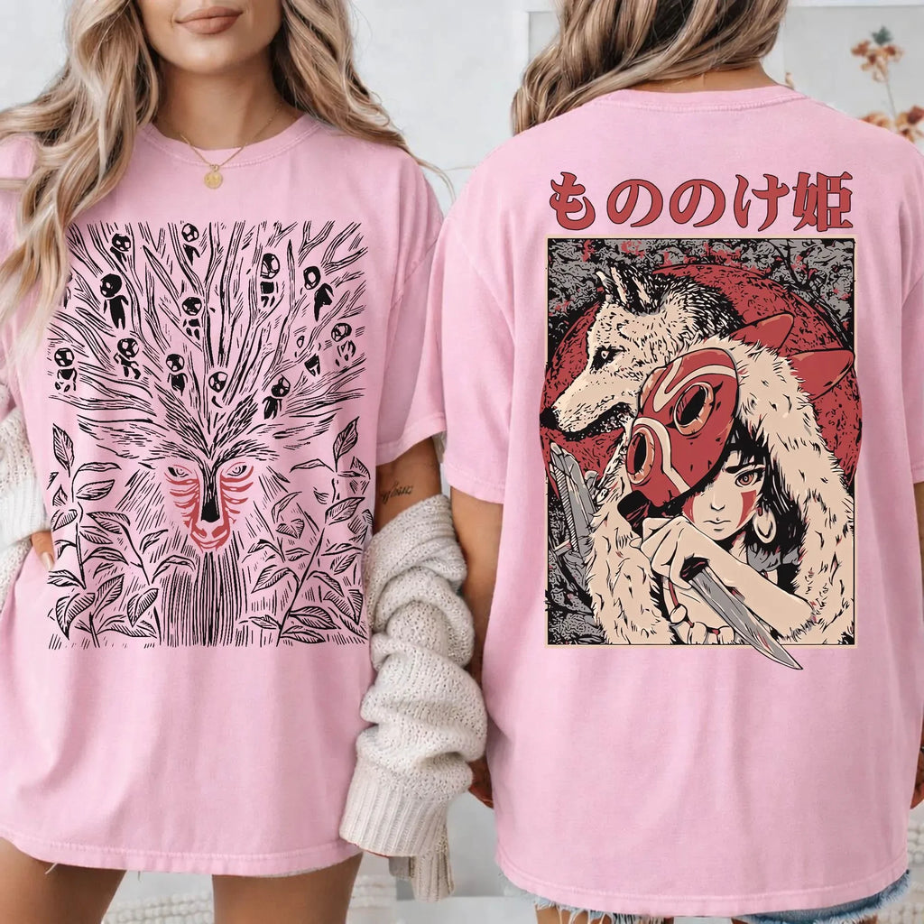 Plus Size Summer Women's Vintage  Mononoke T-Shirt Cotton Breathable Stylish Versatile Street Style Oversized — image 7