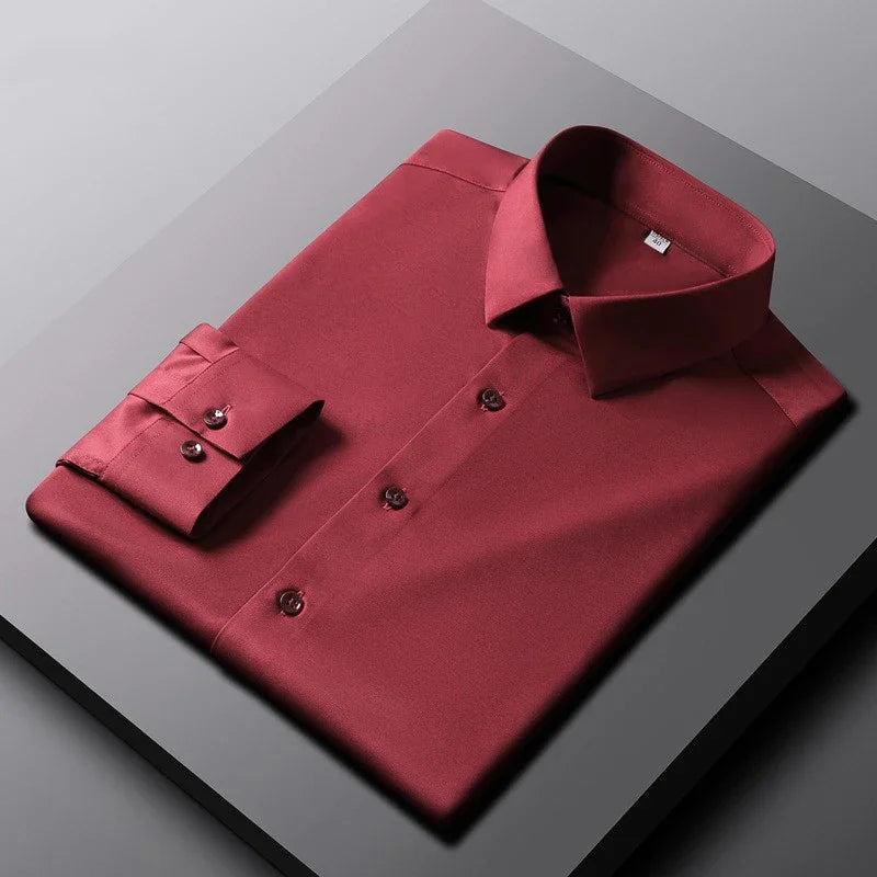 Men's Casual and Fashionable Long Sleeved Solid Color Shirt Non Ironing and Wrinkle Resistant Business Top — image 7