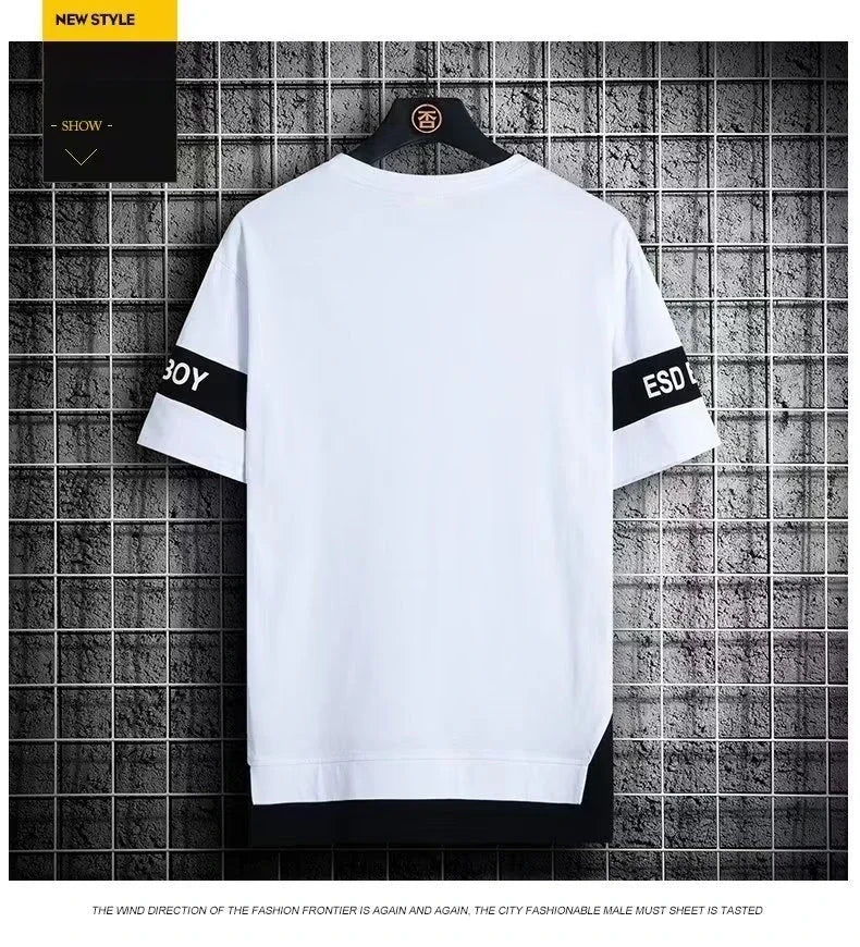 T Shirt for Men Set Summer Hot Selling Men's Short Sleeved T-shirt Casual Versatile Half Sleeved Trend Color Blocking Top Tshirt — image 10