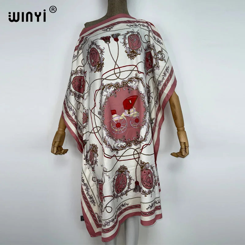 Printed Dresses For Women 2022 Fashion Design Loose Dress Batwing Maxi Long Femme Vestidos Summer Autumn Party Elegant Dress — image 5