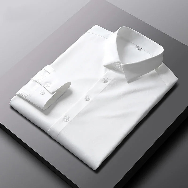 Men's Casual and Fashionable Long Sleeved Solid Color Shirt Non Ironing and Wrinkle Resistant Business Top — image 4