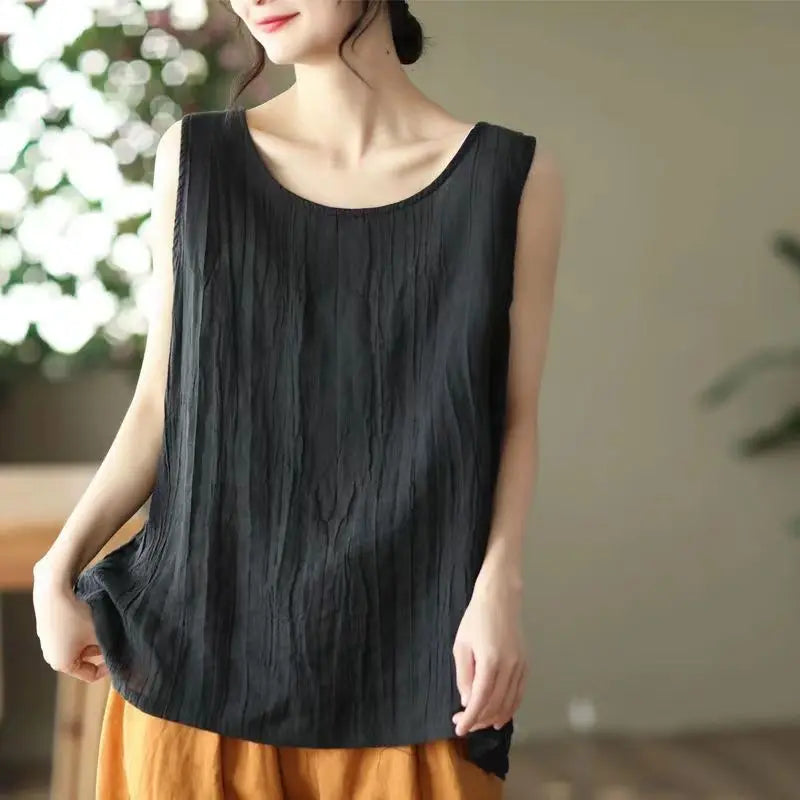 Plus Size Women's Summer Elegant Solid Color Women's Clothing Cotton Linen Breathable Comfortable Office Lady — image 3
