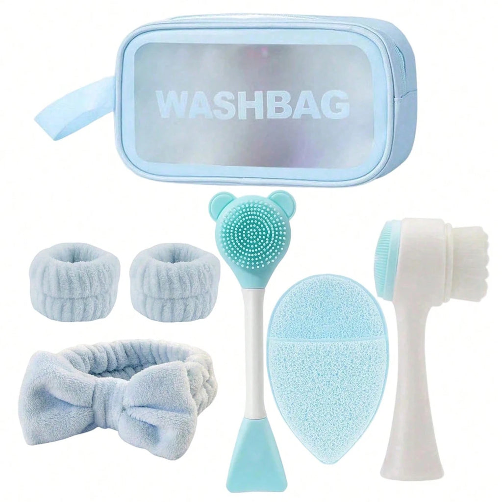 7-piece Home Skincare Set: Facial Cleansing Brush, Mask Sponge, Hair Band, Storage Bag, Multi-functional Beauty Tools — image 1