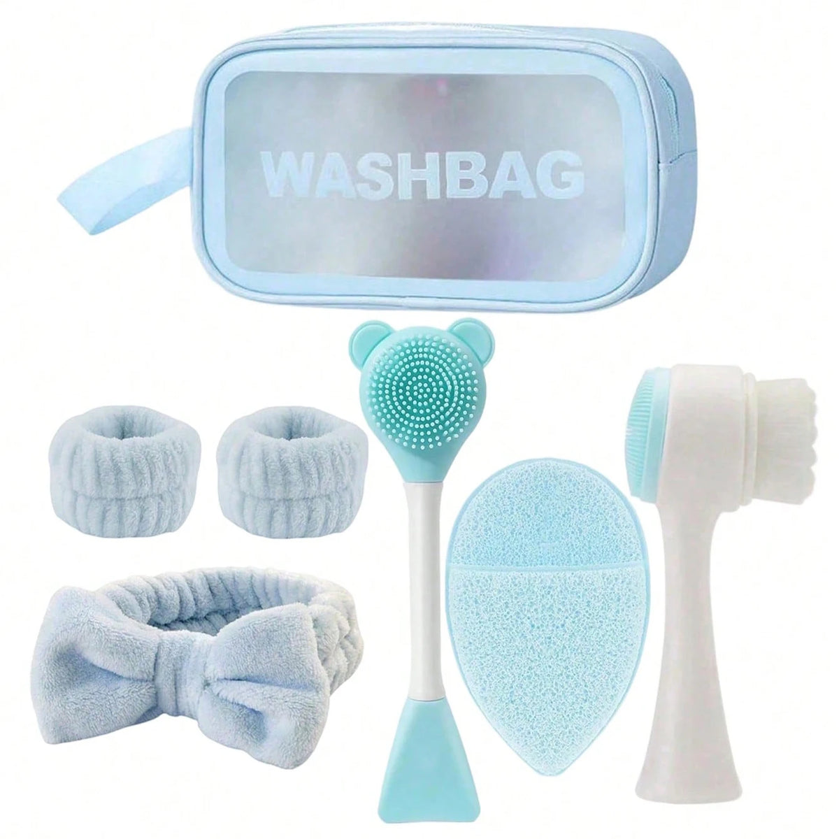 7-piece Home Skincare Set: Facial Cleansing Brush, Mask Sponge, Hair Band, Storage Bag, Multi-functional Beauty Tools — image 1