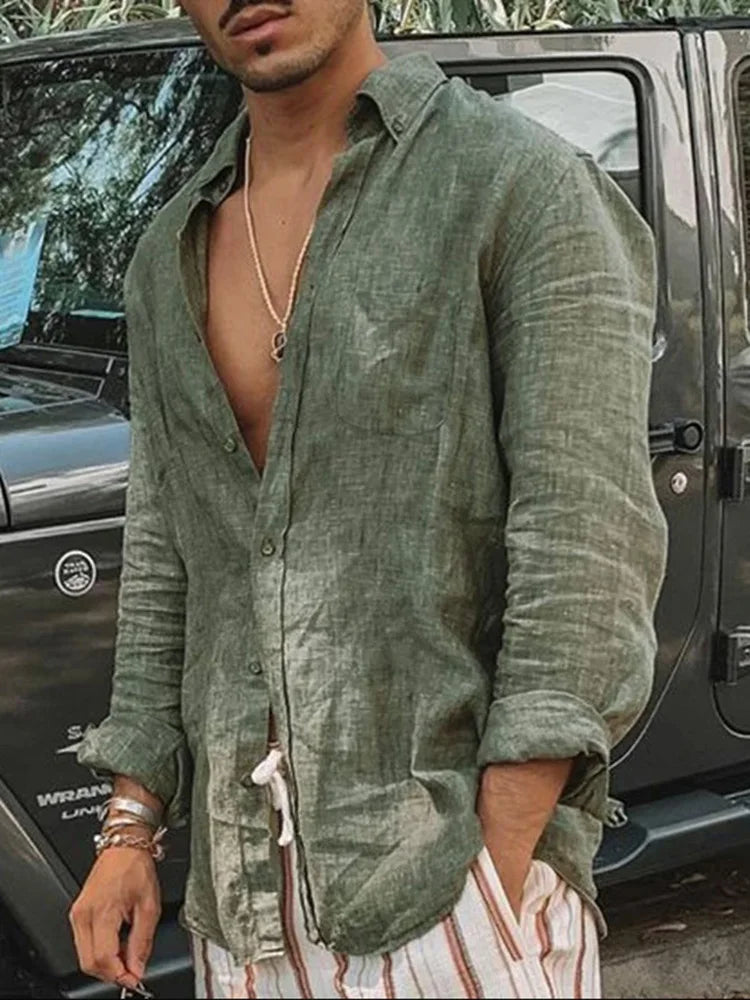 Men's Shirt Long Sleeve Regular Fit Men Casual Oversized Loose Single Breasted Shirt Leisure Spring Summer Male Blouse Shirt — image 1