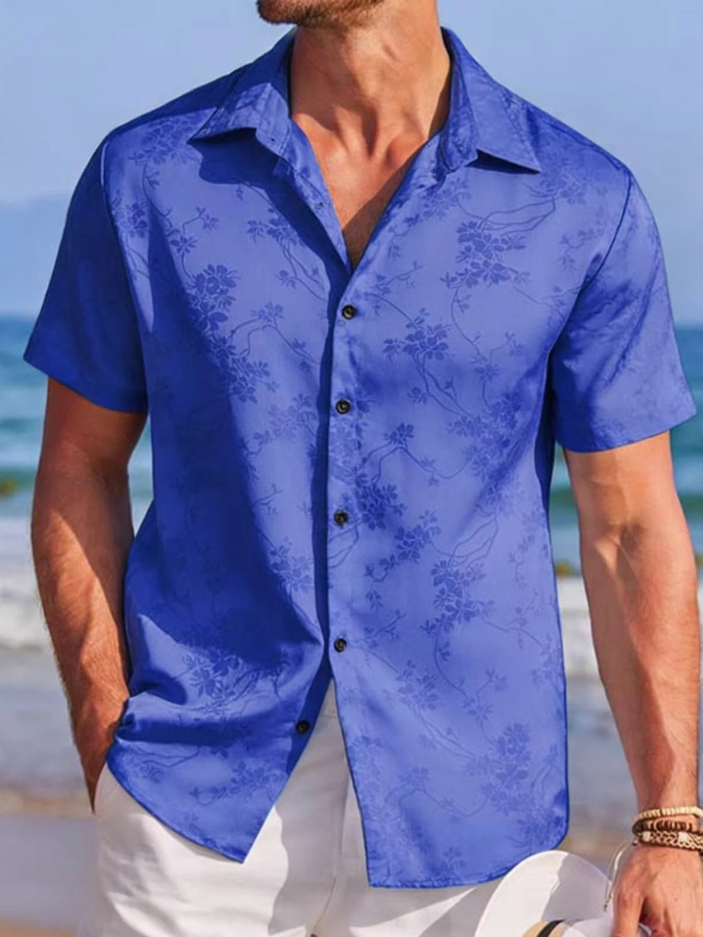 Men's Embroidered Shirt  Short Sleeve Shirt Casual Summer Beach Button Down Shirts — image 7