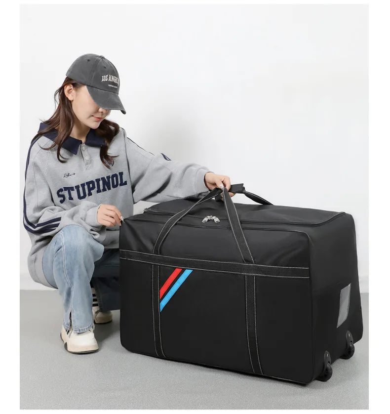 Large Capacity Trolley Bags with Wheels Foldable Luggage Wheeled Bag Travel Suitcase Waterproof Handbag Weekend Rolling Luggage — image 18