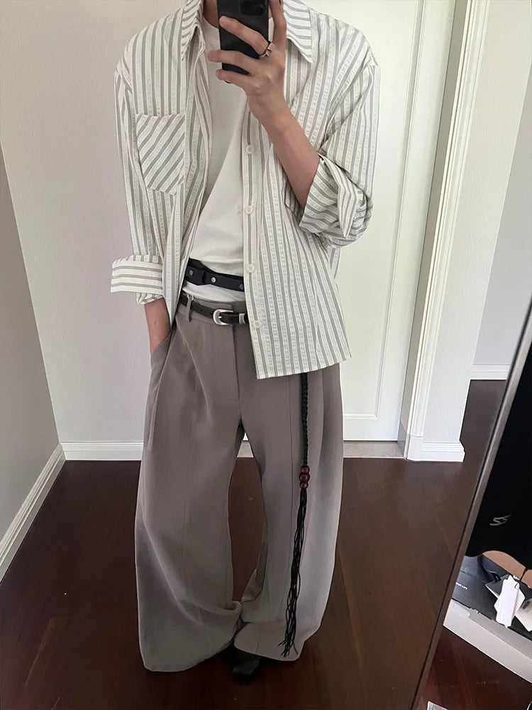 Striped Shirt Men's Spring and Autumn High-end Right Shoulder Long-sleeved Shirt Cleanfit Sun Protection Jacket — image 14