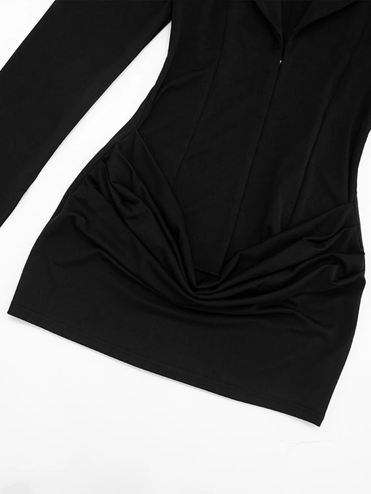 Women's Evening Dresses Deep V-neck Short Pleat Bodycon Dress Autumn 2025 Female Lapel Long Sleeves Waist Cinching New Partywear — image 16
