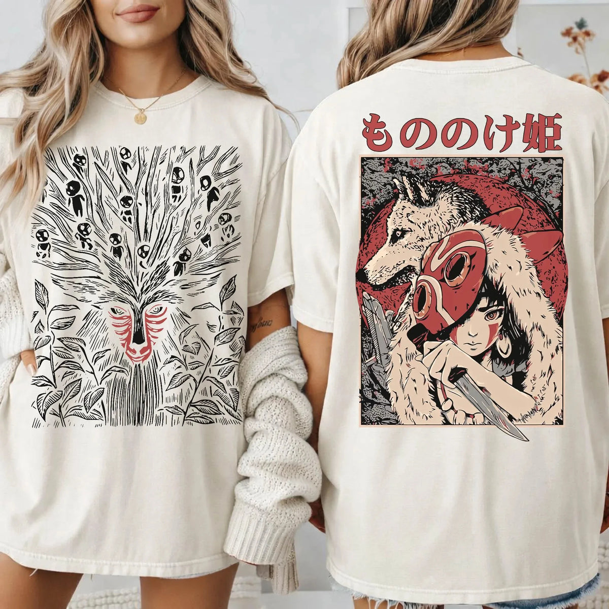 Plus Size Summer Women's Vintage  Mononoke T-Shirt Cotton Breathable Stylish Versatile Street Style Oversized — image 1