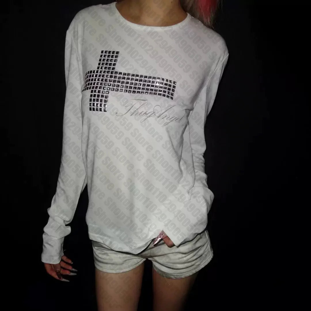 Woman Clothes for Women 2000s Clothes Y2k Tops Gothic Harajuku Crop Top Women Female Clothing Shoujo Girl Style Graphic Tees Y2k — image 2