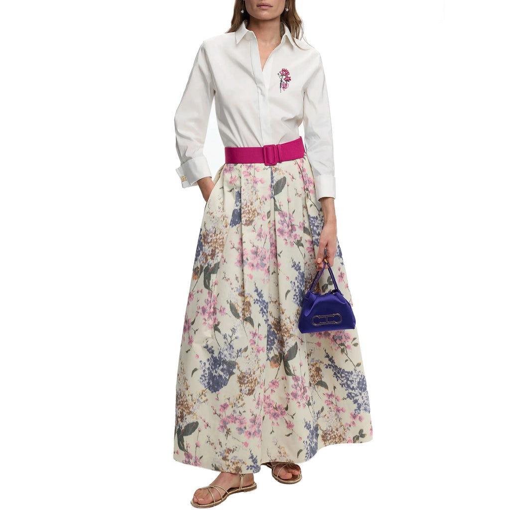 New Women Shirts Casual Long Sleeve Blouse Embroidered Flowers Elegant Lapel Loose Shirt Spring Summer Solid Office Lady Tops — image 1
