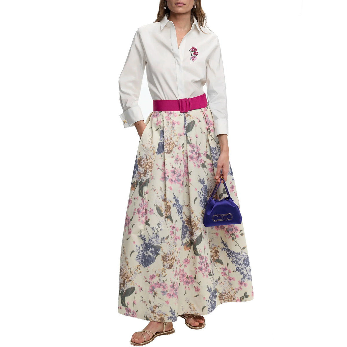 New Women Shirts Casual Long Sleeve Blouse Embroidered Flowers Elegant Lapel Loose Shirt Spring Summer Solid Office Lady Tops — image 1