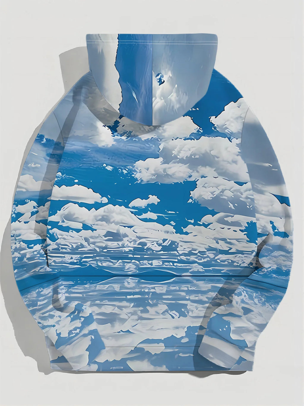 Men's Hoodie Autumn 3D Print Blue Sky White Cloud Ocean Wave Landscape Art Pullover Streetwear Casual Sweatshirt Men Clothing — image 5