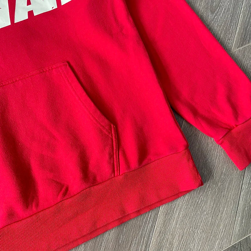 Red Hoodie Red Wash Hooded Sweater — image 5