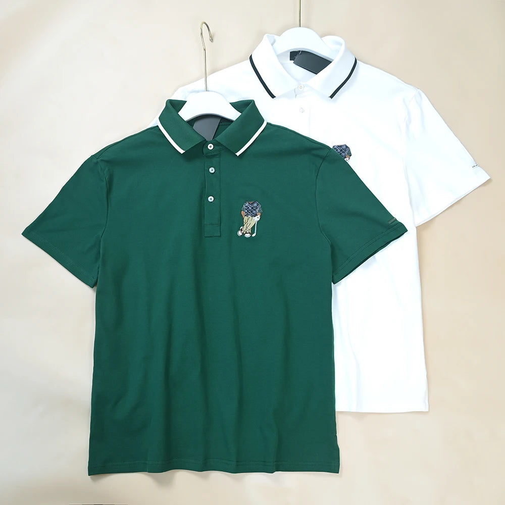Men's  Shirt Short Sleeve Embroidered Pattern Breathable Standard Fit Summer New Style T-Shirt Male Model Clothing — image 1