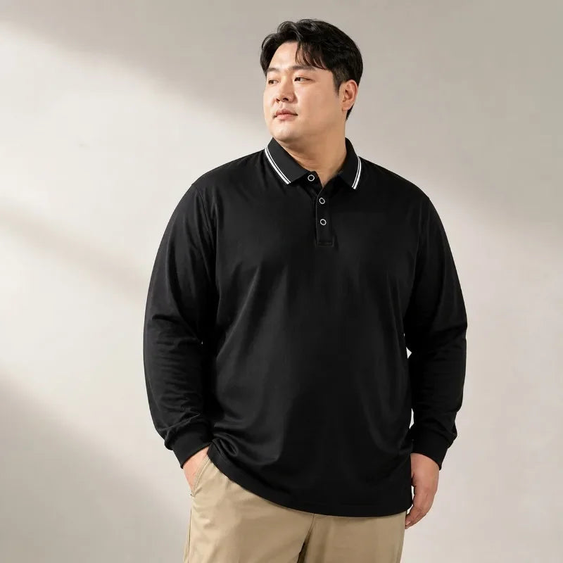 Plus Size Men Long Sleeve Polo Shirts Autumn Winter Polos 5XL 6XL 7XL 100-175kg Loose Oversized Tops Big Size Men Clothing 3XL — image 8