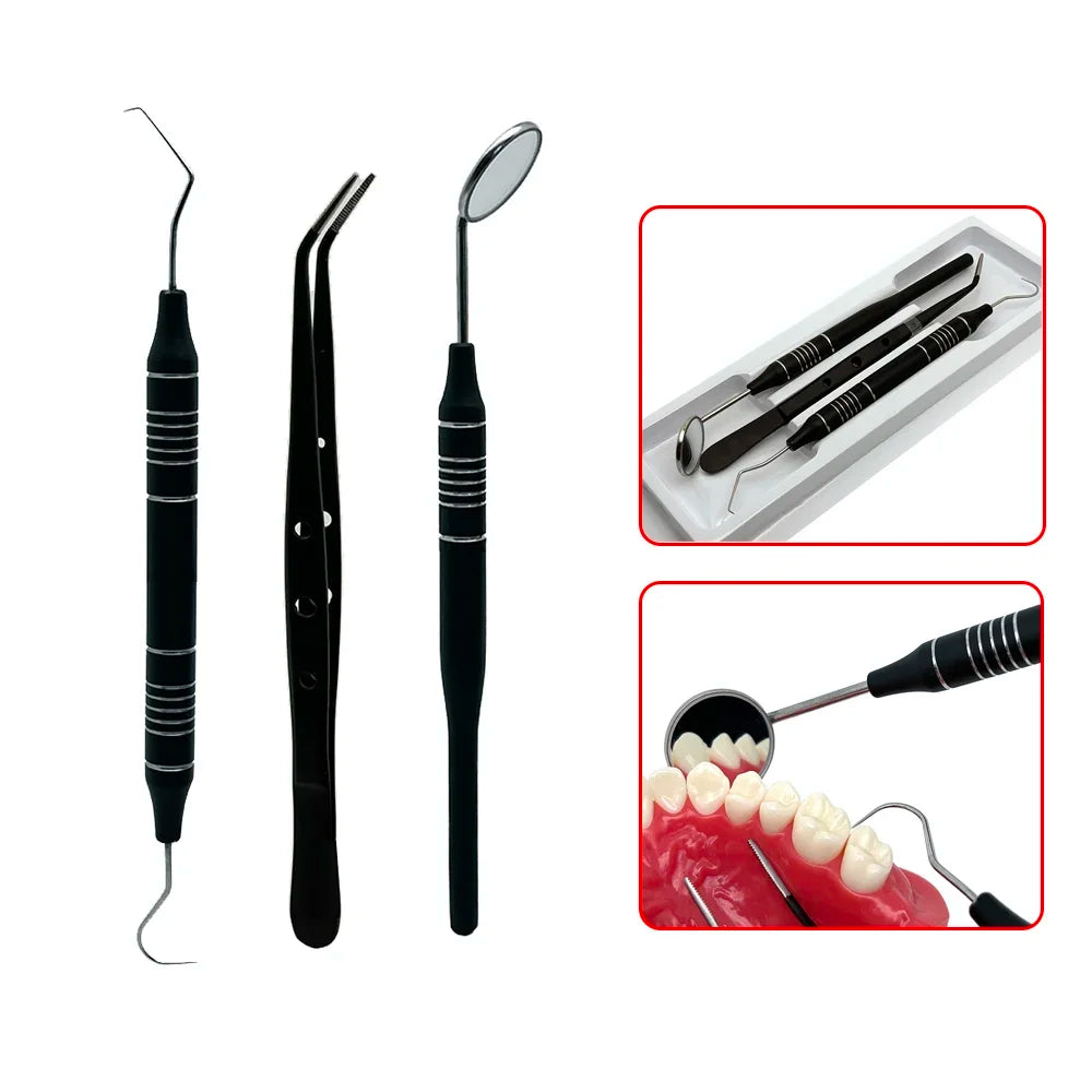 Kit Dental Mouth Mirror Tweezers Curve Probe Dentist Instrument Teeth Care Cleaning Dental Tools — image 9