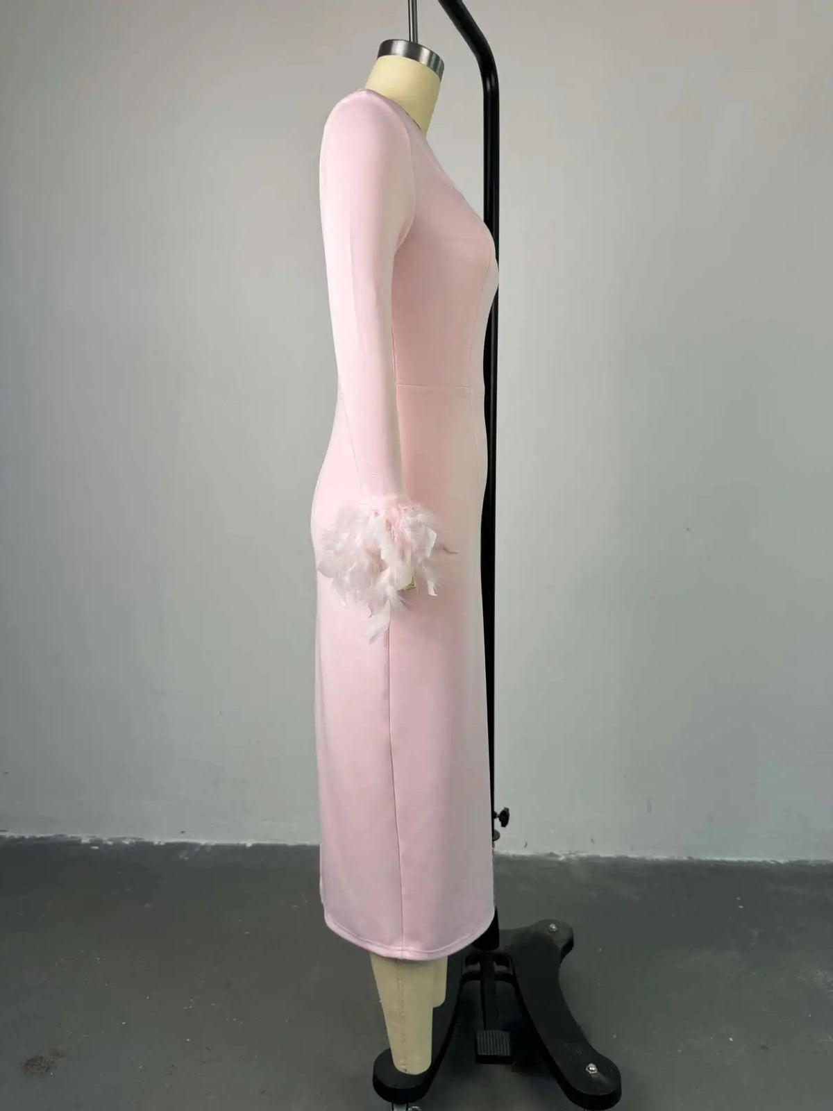 Women's Clothing 2024 Autumn New Item Sweet and Fresh Square Neck Long Sleeved Feather Decoration High Waist Slimming Dress — image 14