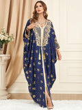 Muslim Dresses Women Elegant Long Robe Middle East Dubai Loose Abaya Bat Sleeve V-neck Tassel Evening Dress Femme Party Vestidos — image 7