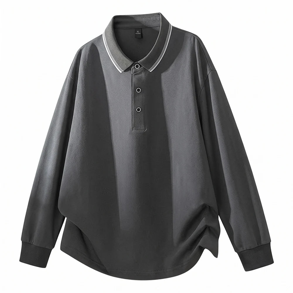 Plus Size Men Long Sleeve Polo Shirts Autumn Winter Polos 5XL 6XL 7XL 100-175kg Loose Oversized Tops Big Size Men Clothing 3XL — image 5