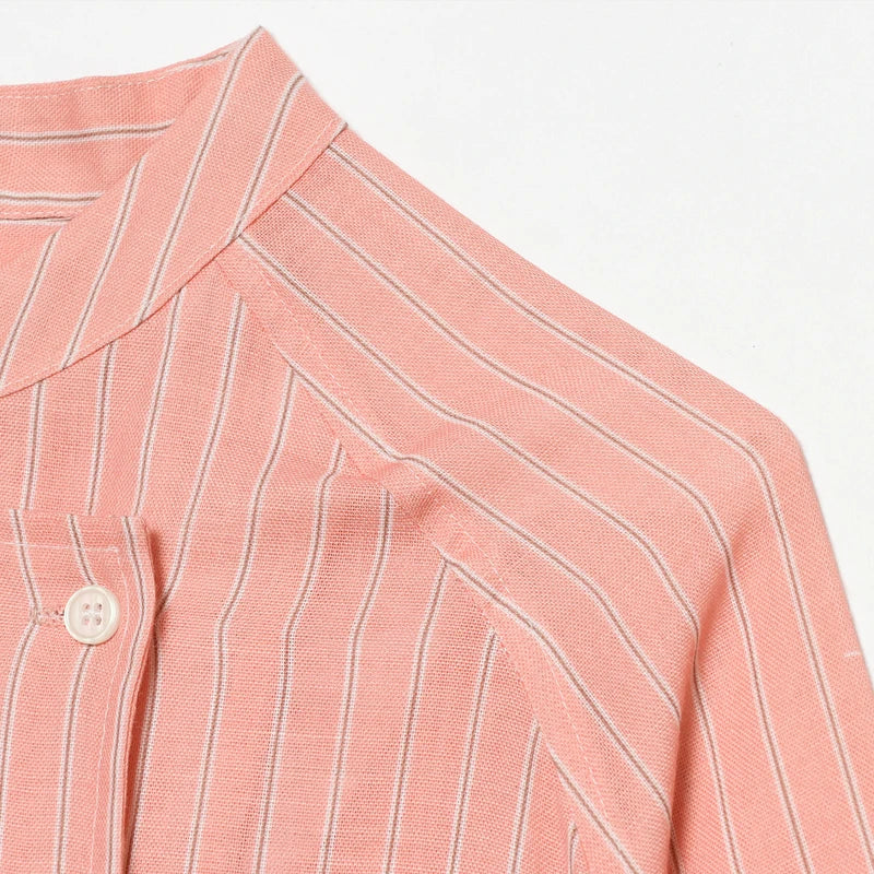Women's Pink Striped Shirts Summer Asymmetric Button Mid Sleeve Loose Fit Shirts Casual Office Look Vintage Elegant Female Tops — image 17