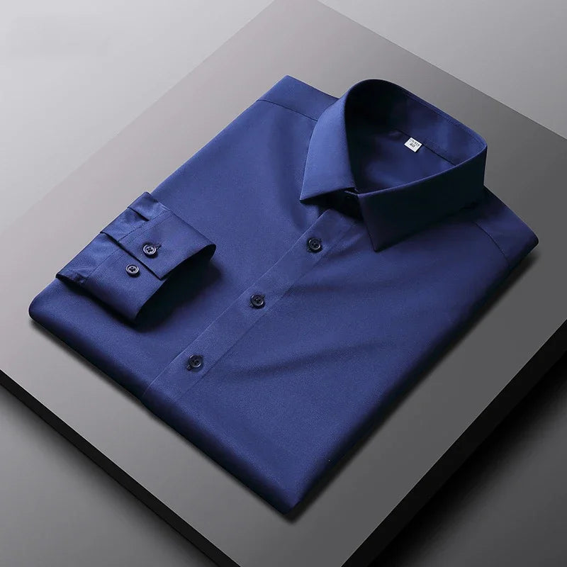 Men's Casual and Fashionable Long Sleeved Solid Color Shirt Non Ironing and Wrinkle Resistant Business Top — image 6