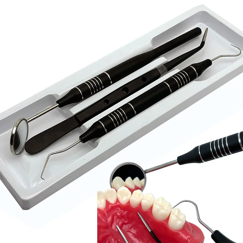 Kit Dental Mouth Mirror Tweezers Curve Probe Dentist Instrument Teeth Care Cleaning Dental Tools — image 1
