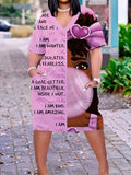 Women's Plus Size Clothing Cartoon Portrait & Letter Print Pocket Dress Casual Short Sleeve Dress For Spring & Summer — image 1
