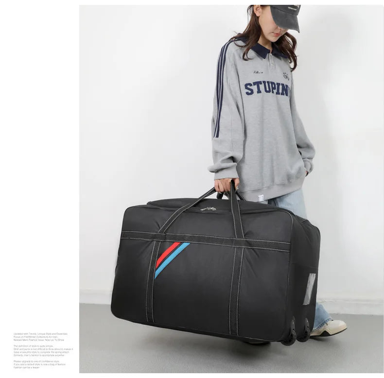 Large Capacity Trolley Bags with Wheels Foldable Luggage Wheeled Bag Travel Suitcase Waterproof Handbag Weekend Rolling Luggage — image 17