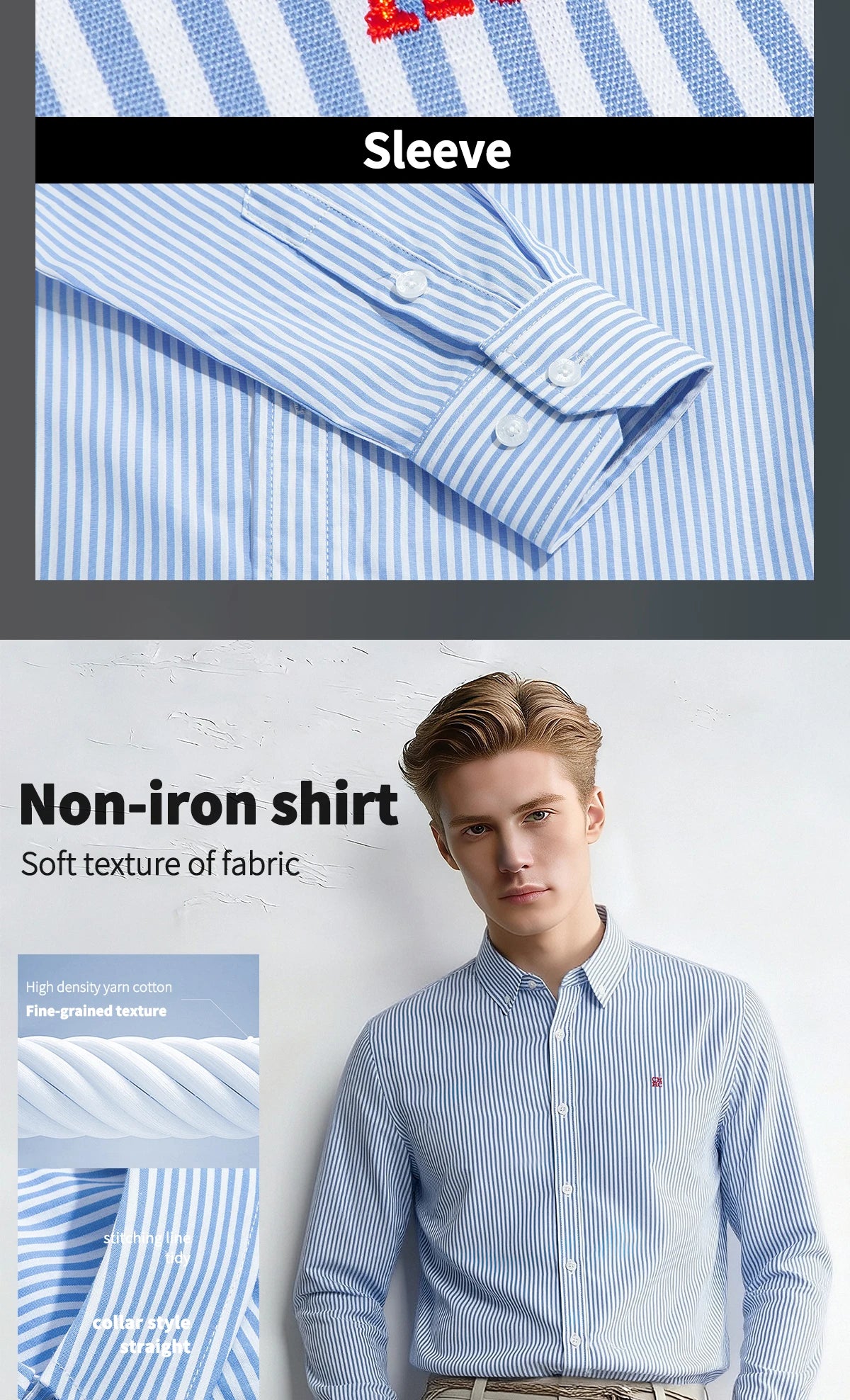 Men's Shirt New Versatile Commuting Casual Striped Design Men's Long Sleeved Shirt — image 12