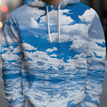 Men's Hoodie Autumn 3D Print Blue Sky White Cloud Ocean Wave Landscape Art Pullover Streetwear Casual Sweatshirt Men Clothing — image 7