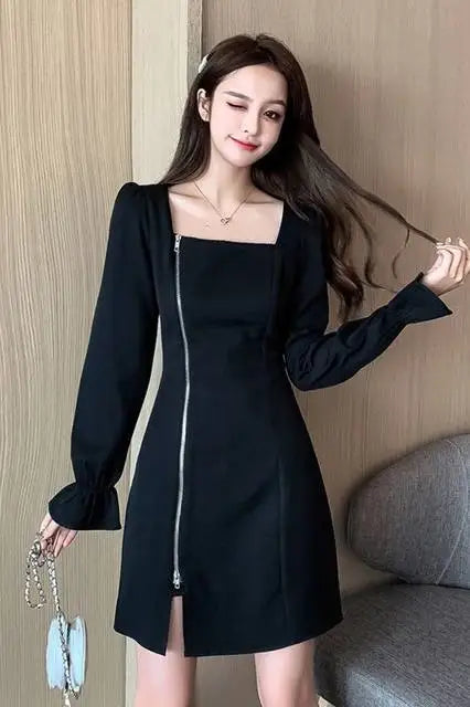 Plus Size Dresses For Women Casual Youth On Sale Clearance Korean Style Elegant Party Luxury Hot Woman Long Sleeve Dress Zipper — image 10