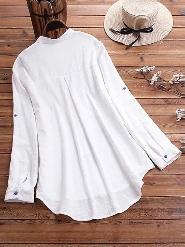 Plus Size In-Stock Best-Seller Simple Tops New Chic Printing Shirt Versatile Stand Collar Colorful Breathable Office Clothing — image 4