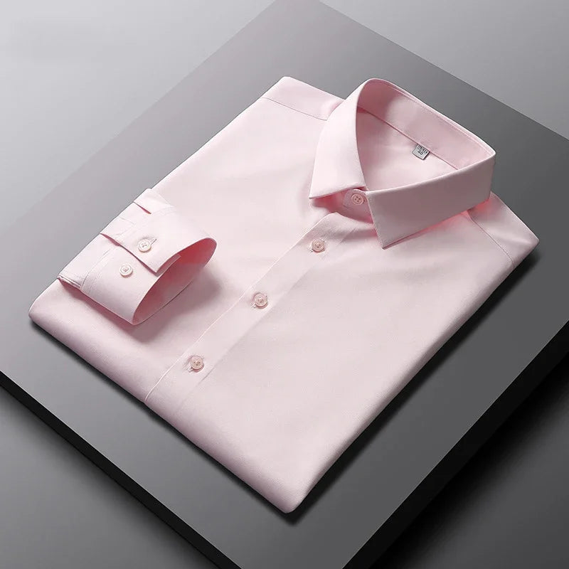 Men's Casual and Fashionable Long Sleeved Solid Color Shirt Non Ironing and Wrinkle Resistant Business Top — image 2