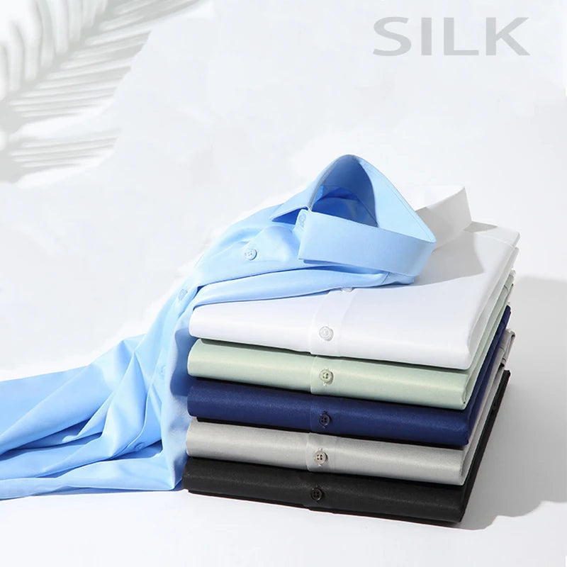 Men's Casual and Fashionable Long Sleeved Solid Color Shirt Non Ironing and Wrinkle Resistant Business Top — image 11