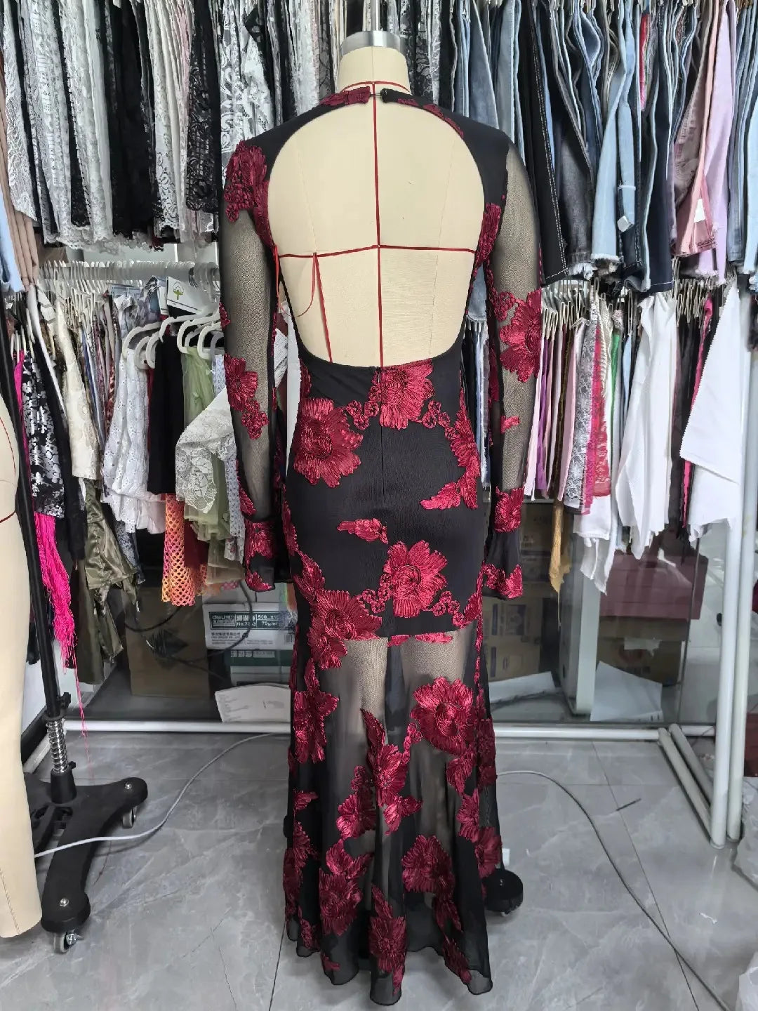 Elegant Dress Dress for Women 2025 Spring Collection Waist V-neck Jacquard Embroidered Dress — image 10