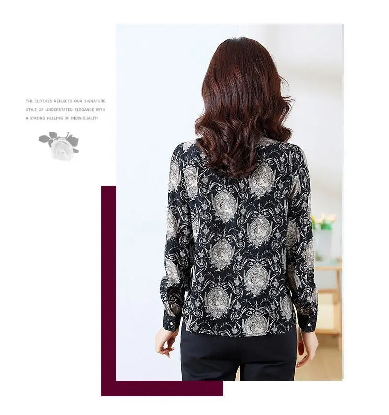 Shirts for Women in Spring Autumn New Style Printed Satin Stylish Slim Fashion Commuting Simple — image 13