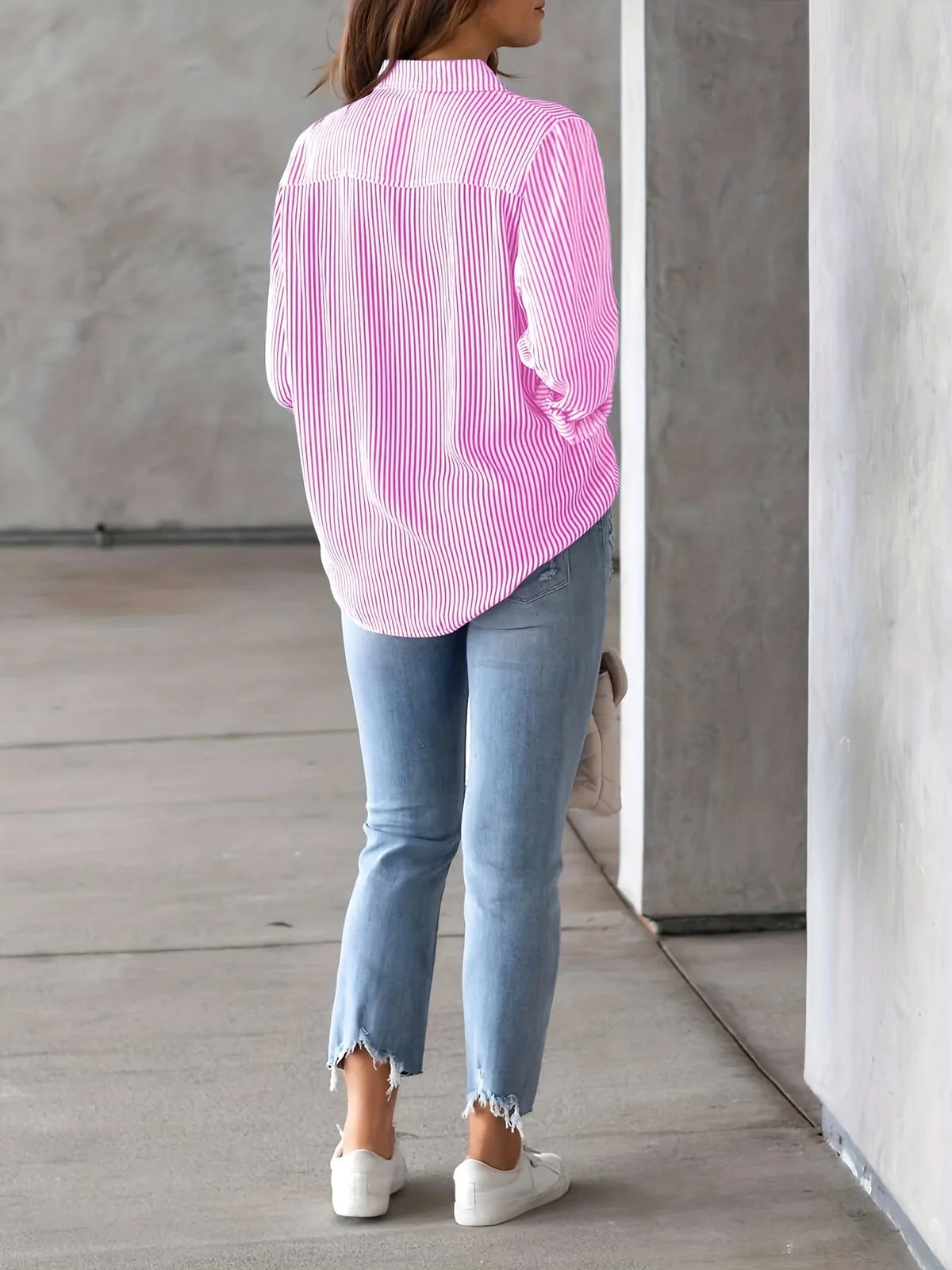 Women's Plus Size Shirt - Fashionable, Elegant, Commuter Bestseller, Classic Striped Top, Loose and Casual Long Sleeve Shirt — image 10