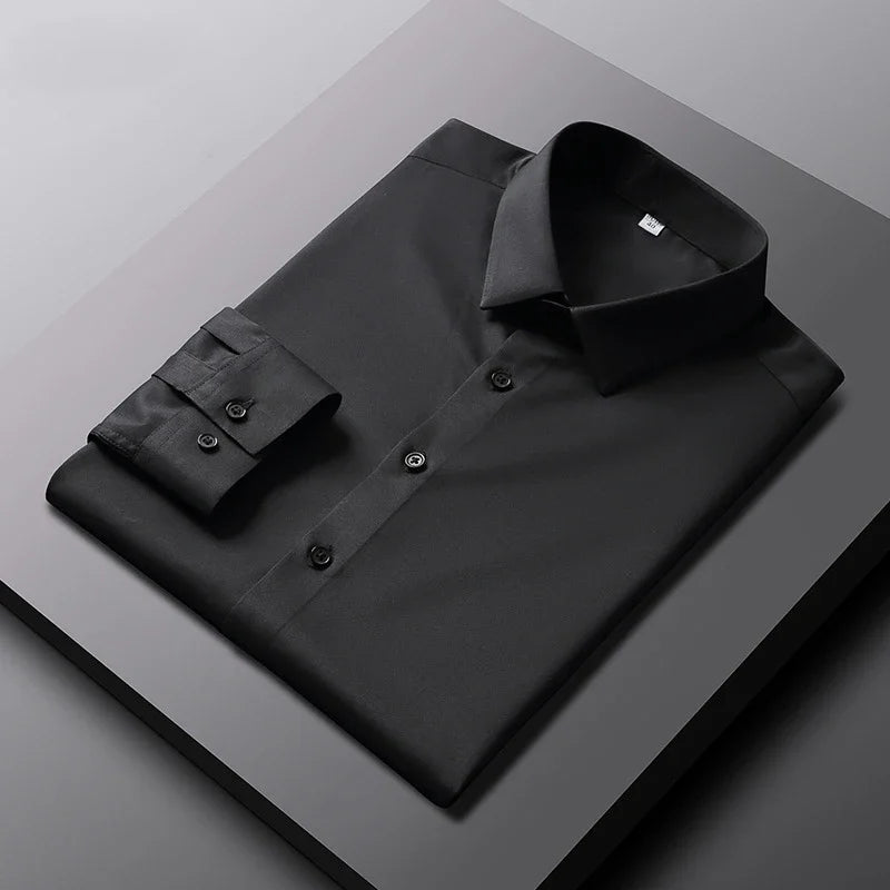 Men's Casual and Fashionable Long Sleeved Solid Color Shirt Non Ironing and Wrinkle Resistant Business Top — image 5