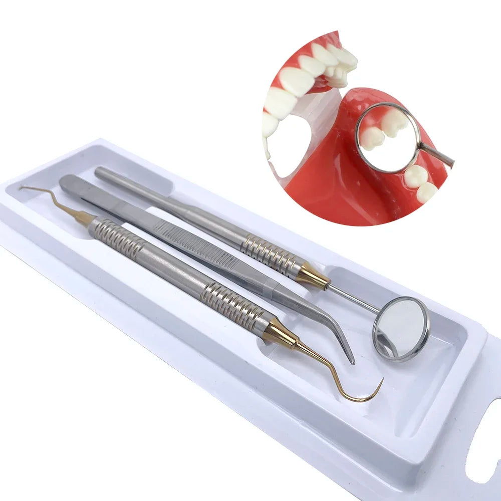 Kit Dental Mouth Mirror Tweezers Curve Probe Dentist Instrument Teeth Care Cleaning Dental Tools — image 7