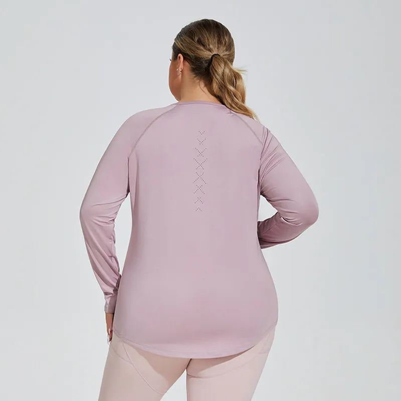 Plus Size Yoga Clothes Women 2025 Long Sleeve Sportswear Woman Gym Running Blouses Sports Tops Fitness T-shirt Workout Clothing — image 4