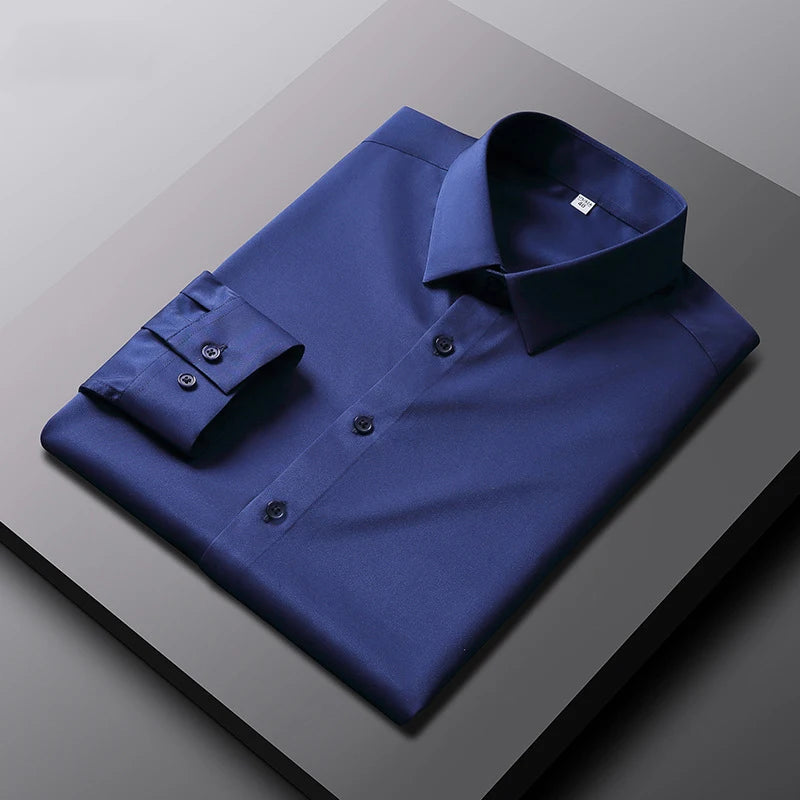 Men's Casual and Fashionable Long Sleeved Solid Color Shirt Non Ironing and Wrinkle Resistant Business Top — image 20