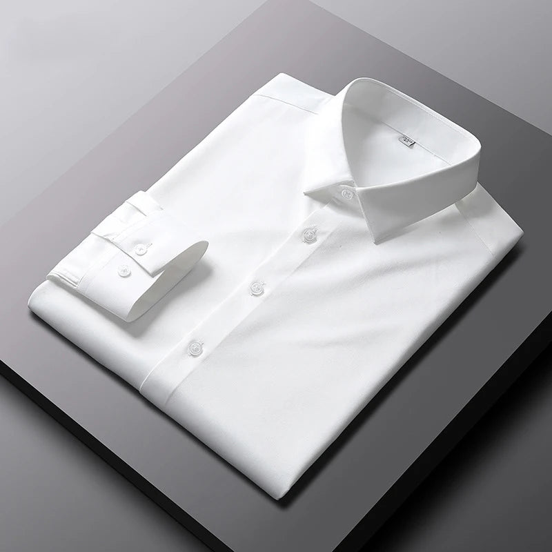 Men's Casual and Fashionable Long Sleeved Solid Color Shirt Non Ironing and Wrinkle Resistant Business Top — image 18