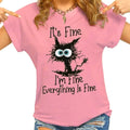 Women Clothes Cat It's Fine I'm Fine Everything Is Fine Print T-shirts Summer Casual  Fashion Personalized Woman Clothing — image 5