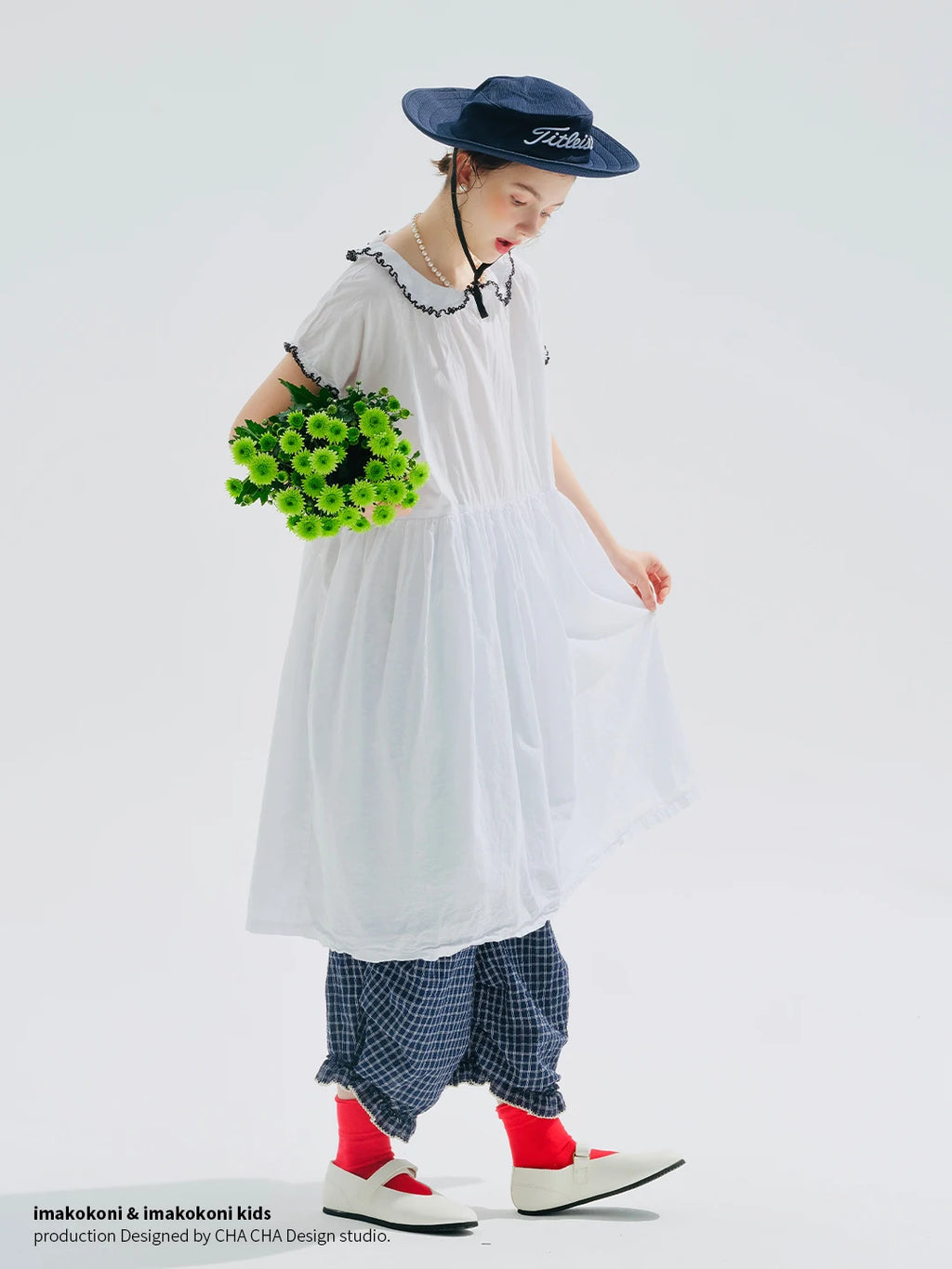 Female clothing women's dresses for woman White Peter‑Pan Collar  Ruffle Trim Loose‑Fit Flowy A‑Line Casual Midi Ladies Dress — image 9