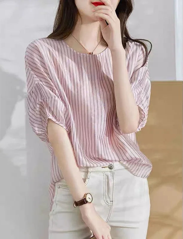 Women's Shirt And Blouse With Short Sleeve Summer Female Tops Crop Loose Cute Elegant Premium Promotion Economic Chic Fine — image 12